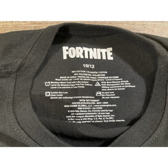 Fortnite Boys 10/12 Black Logo Long Sleeve Graphic Print Shirt - NWT - Picture 3 of 7